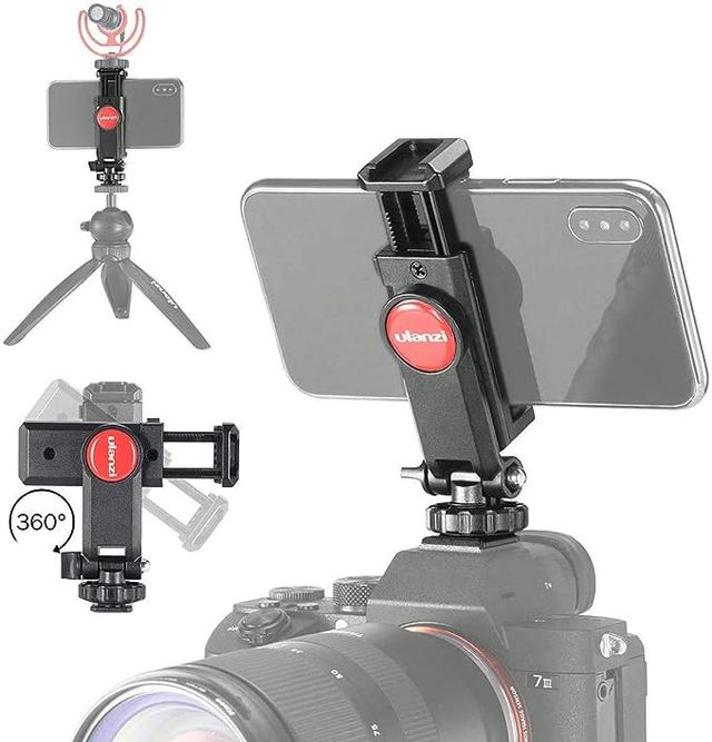 اولانزي حامل جوال لكاميرا هوت شو ST-06، محول حامل ثلاثي القوائم مرن مع حامل تثبيت على البارد للميكروفون ومصباح LED